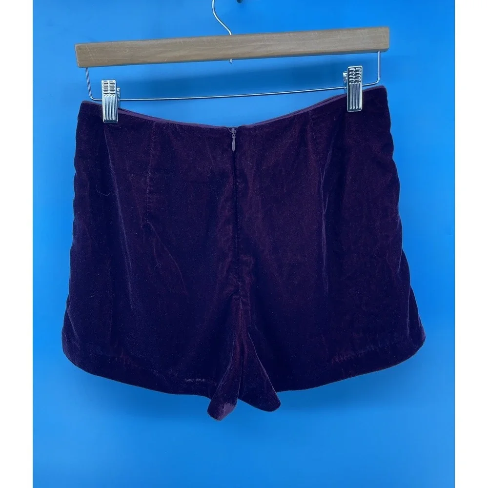 Free People Women's Velvet Shorts Purple Plum Size 6 High Rise Back Zip